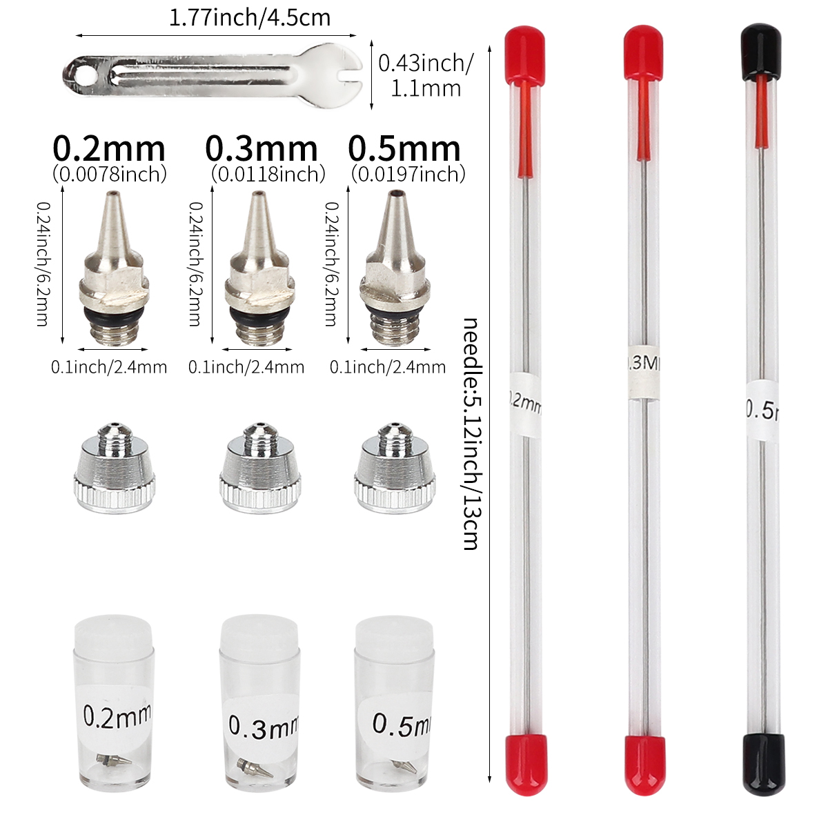 Hvlp Spray Gun Gravity Feed - 3pcs set 0.2/0.3/0.5mm Airbrush Nozzle Needle