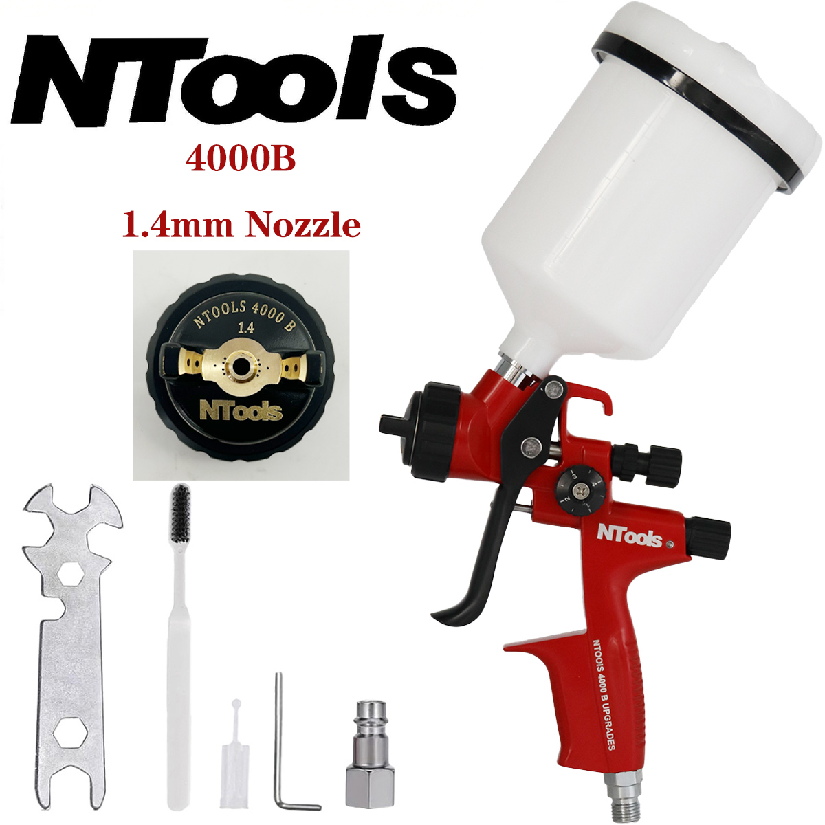 Hvlp Spray Gun Gravity Feed - NTOOLS 4000B 1.3 caliber and 1.4