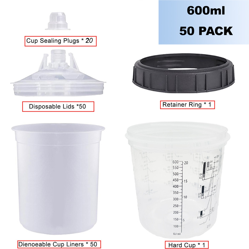 Hvlp Spray Gun Gravity Feed - 50Pcs/Set Spray Gun Paint Mixing Cup
