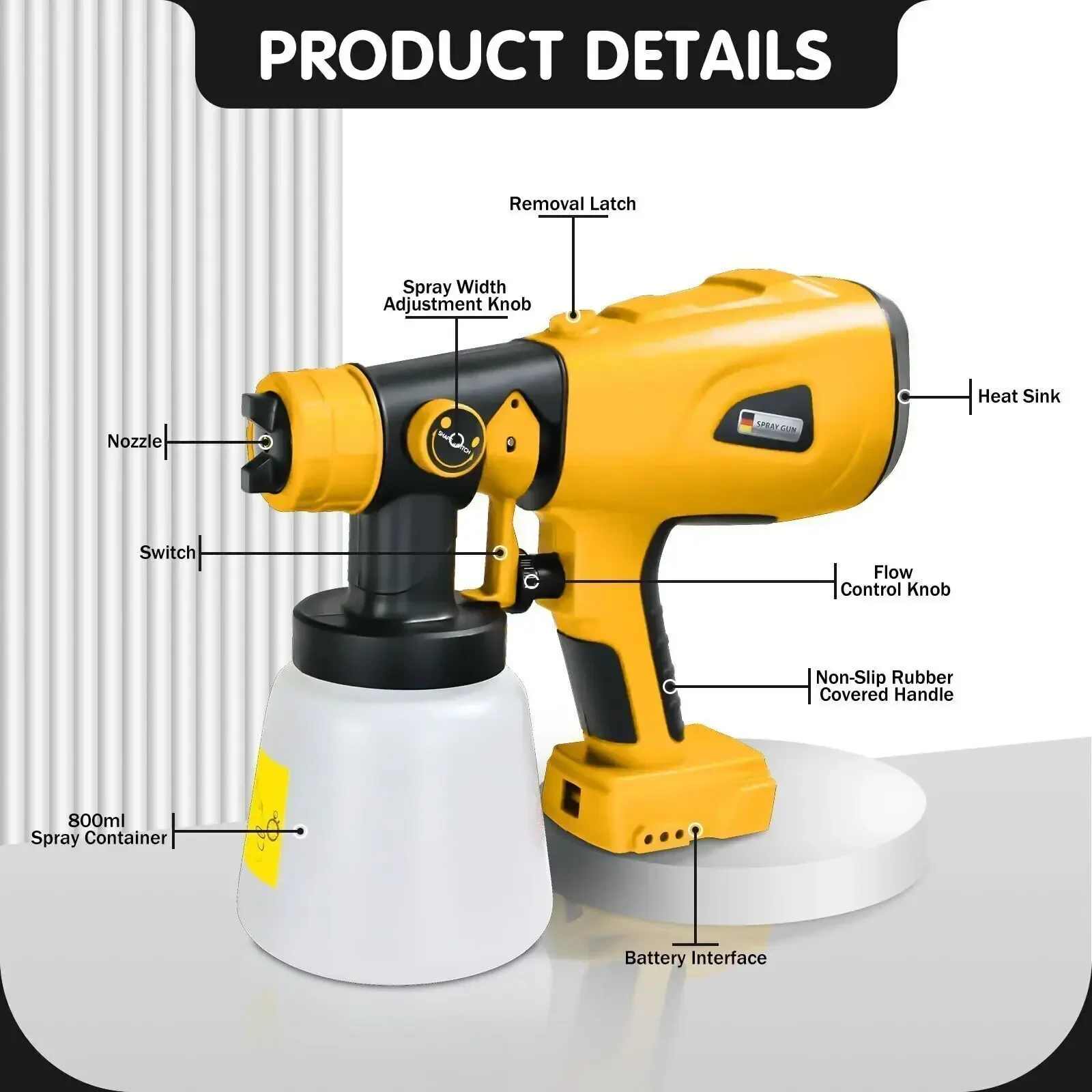 800ML Handheld Electric Spray  - Cordless Paint Sprayer 20V review and price