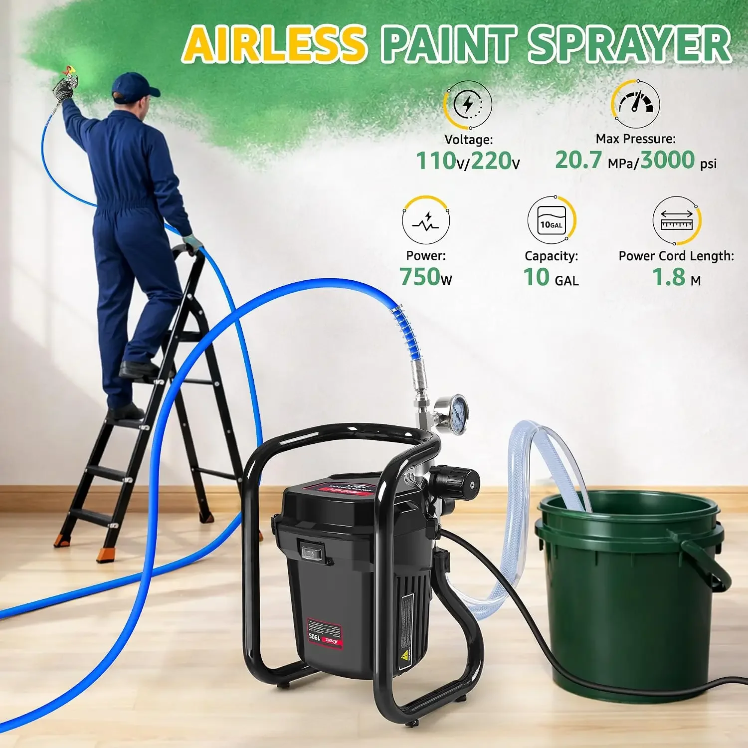 US Shipping 750W Airless Paint - Airless Paint Sprayer 3000Psi review and price