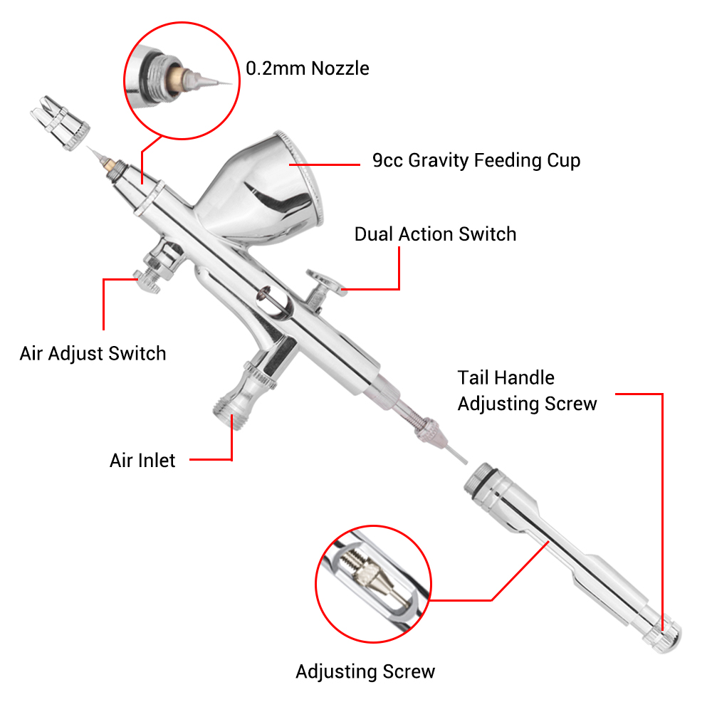 Gravity Dual-action Mini 9cc A - Airbrush Kit Compressor review and price