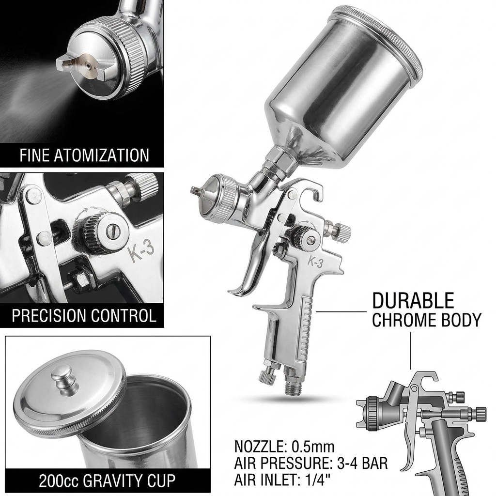125ml Mini Pneumatic Spray Gun - Spray Gun Cleaning Kit review and price