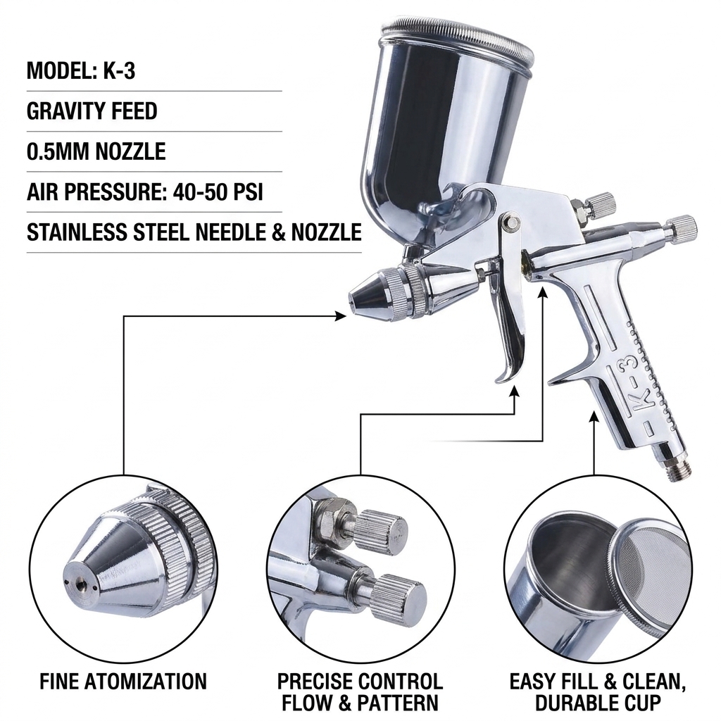 125ml Mini Pneumatic Spray Gun - Spray Gun Cleaning Kit review and price