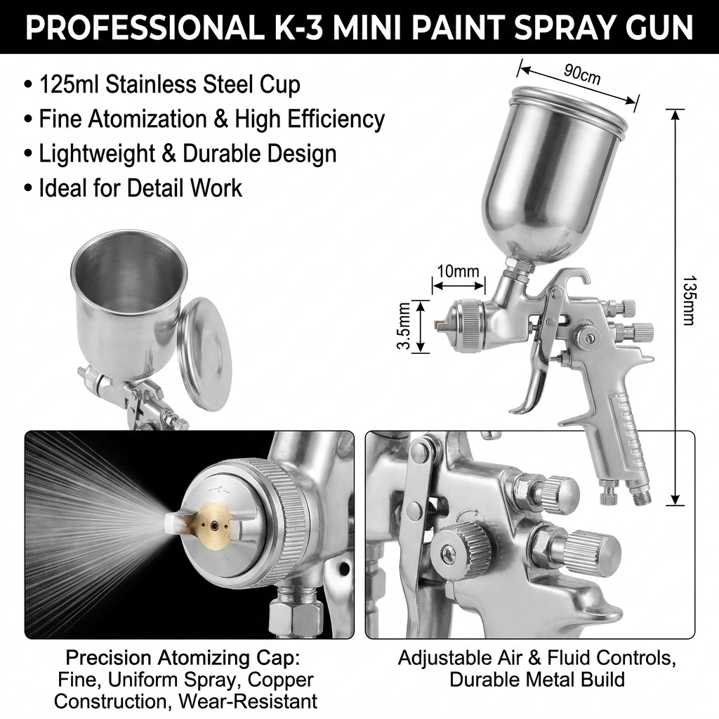 125ml Mini Pneumatic Spray Gun - Spray Gun Cleaning Kit review and price